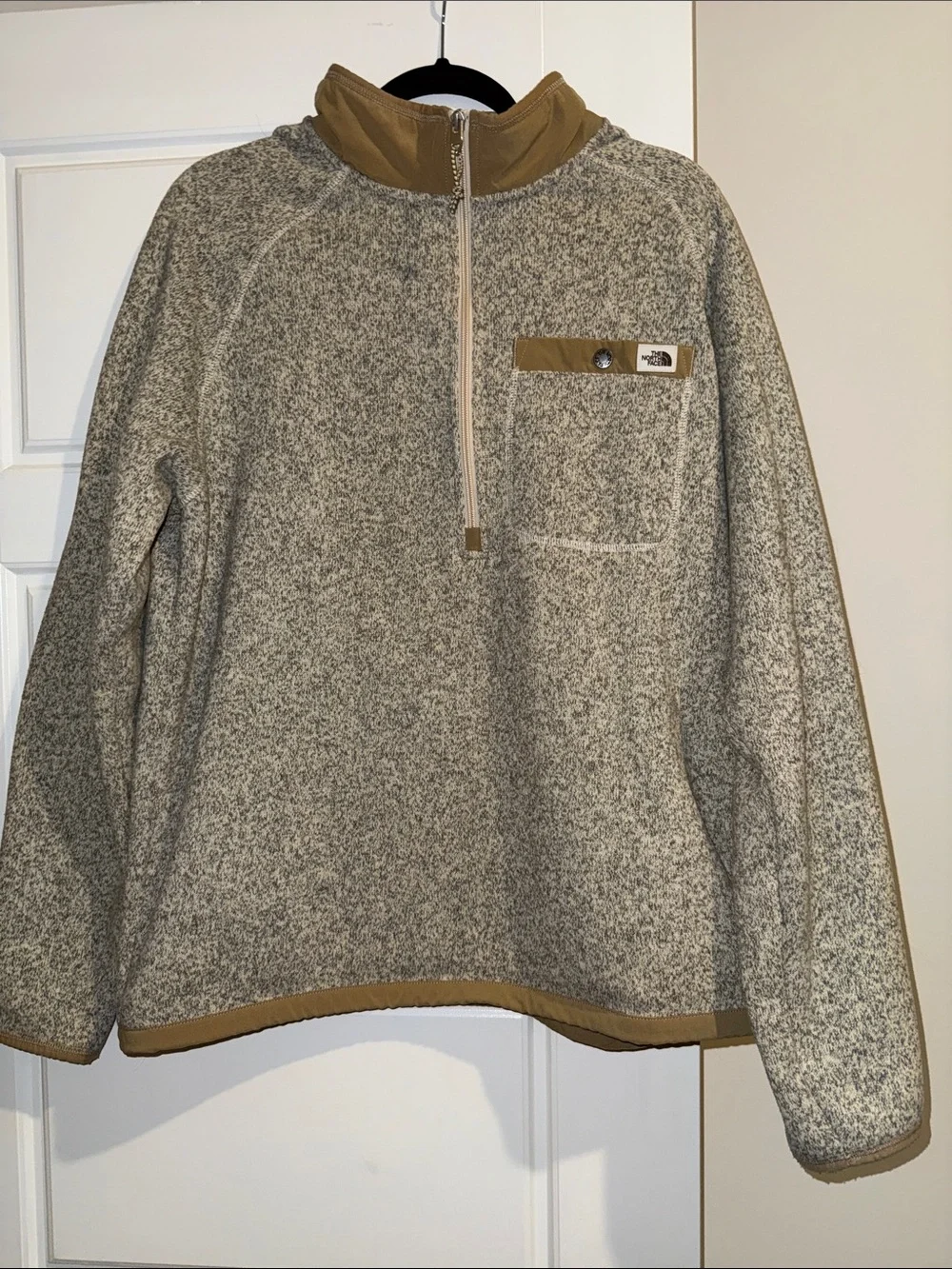 The North Face Men’s Zip-Up Fleece Pullover - Gray & Tan
